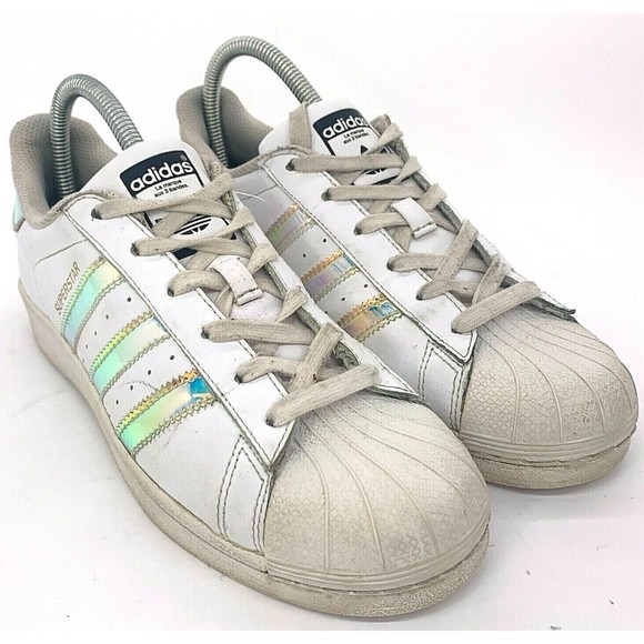 Adidas Originals Superstar Holographic Women's White Shell Tops Size 6.5 US RARE - Picture 1 of 12